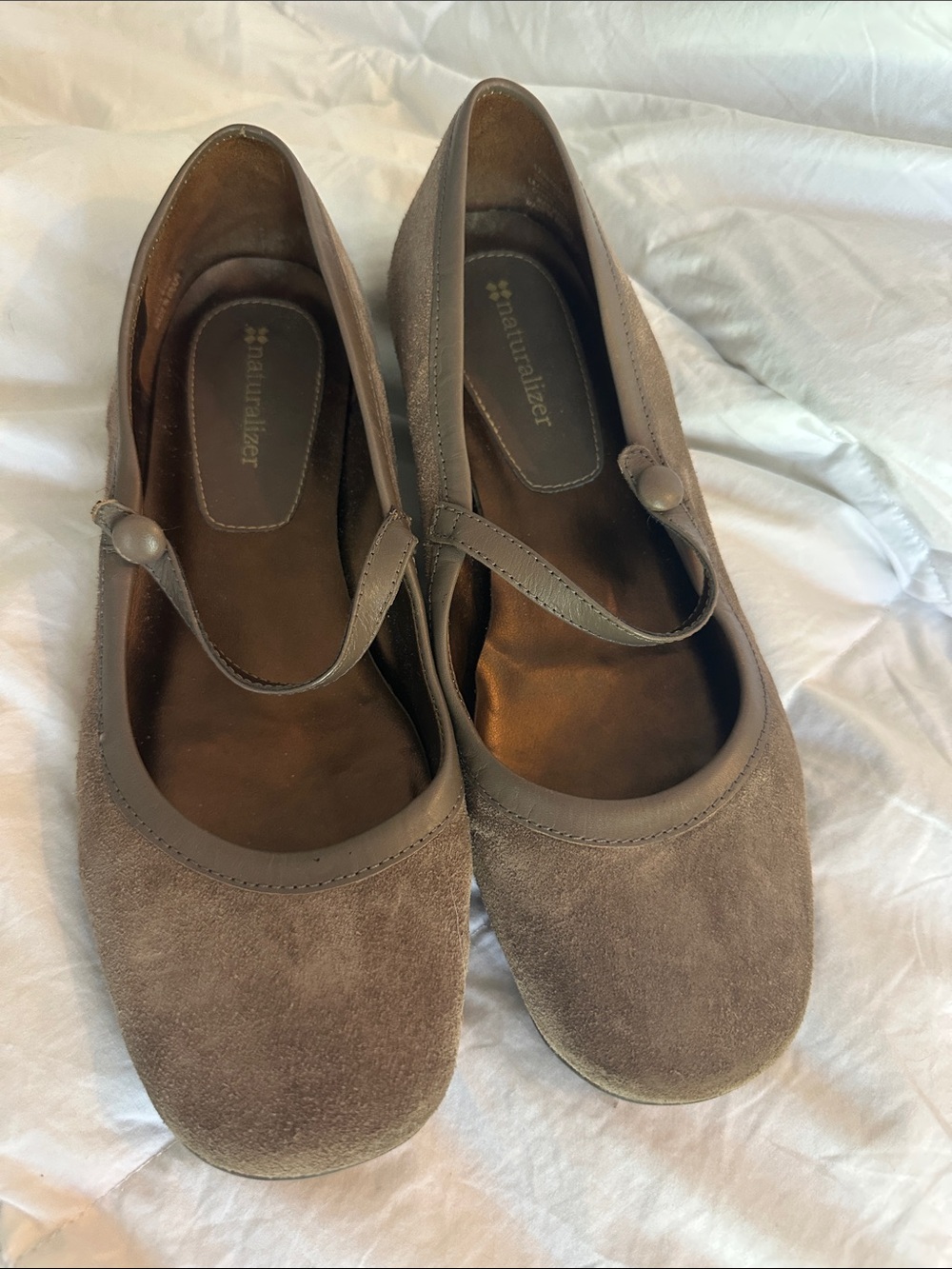 Naturalizer - Taupe Suede Mary Jane Flats with Strap - 7
